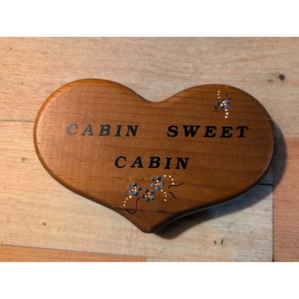 Rustic 80s VTG Wooden Sign CABIN SWEET CABIN Cottagecore Handmade Hand Painted